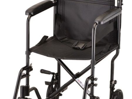 TRANSPORT CHAIR- 19 INCH LIGHTWEIGHT WITH SWINGAWAY FOOTRESTS BLACK BY NOVA Fashion