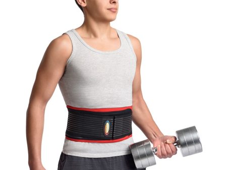 MAXAR Bio-Magnetic Deluxe Back Support Belt - Far Infrared with Cera Heat Fabric - Black w Red Trim Cheap