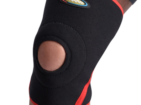 MAXAR Bio-Magnetic Airprene Knee Brace - Open Patella, Terrycotton Lining - Black w Red Trim Online