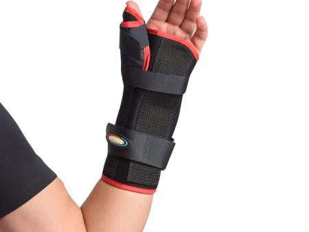 MAXAR Wrist Splint with Abducted Thumb - Right Hand - Black w Red Trim Online Sale