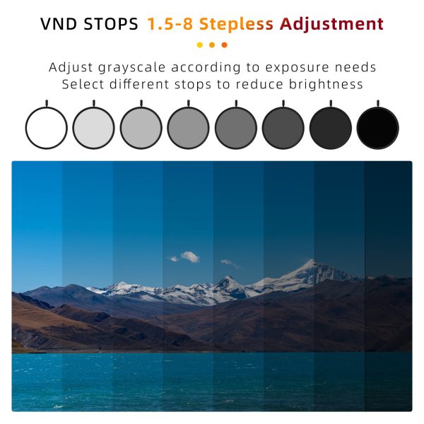 8-STOP VARIABLE ND FILTER（58mm-82mm） Hot on Sale